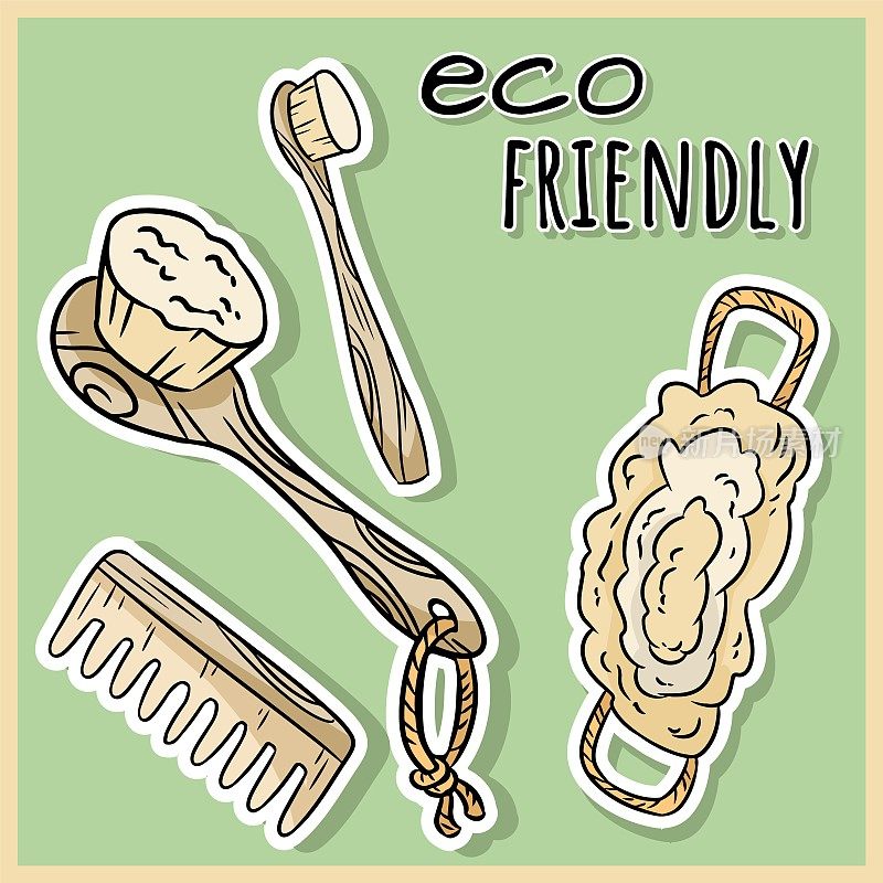 Natural material shower items. Ecological and zero-waste product. Green house and plastic-free living